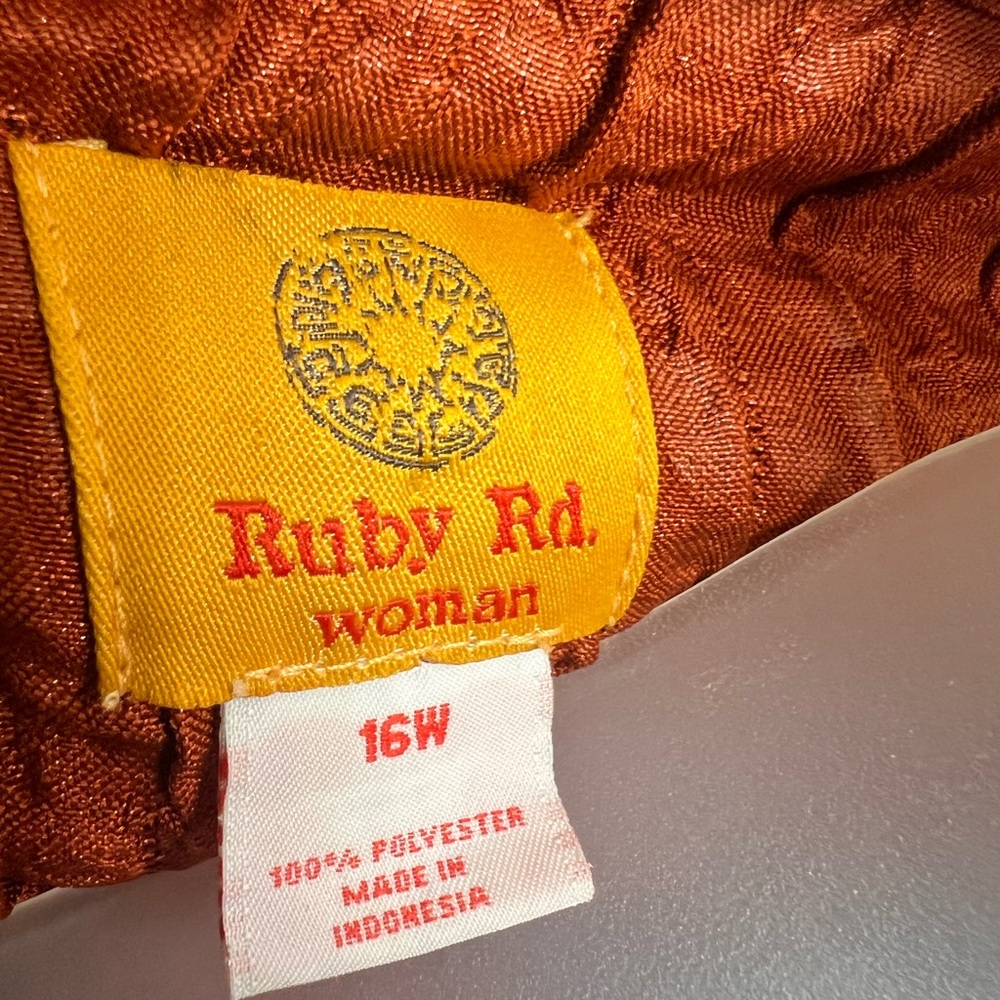 Ruby Rd Plus Size 16W Rust Orange Crinkle Textured Jacket - Picture 4 of 5